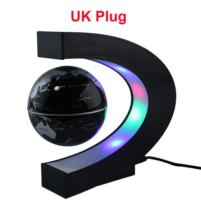 Fashion Home Decoration LED Floating Tellurion C Shape Magnetic Levitation Floating Globe World Map With LED Light US/UK/EU Plug
