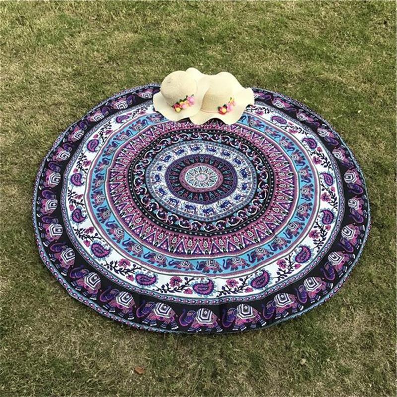 Indian Elephant Type Round Mat Scarve Fashion Mandala Tapestry Beach Mat Picnic Throw Rug Blanket Bohemia Grassplot Mat