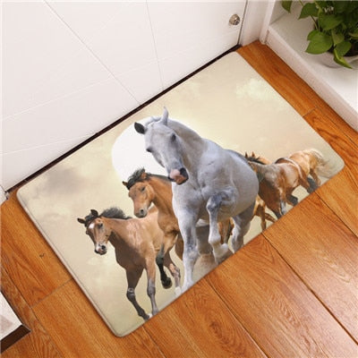 New Fashion Style Majestic Horse Print Carpets Anti-slip Floor Mat Outdoor Rugs Clear Front Door Mats