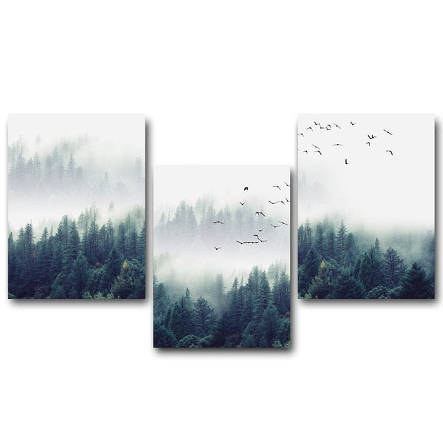 Nordic Decoration Forest Lanscape Wall Art Canvas Poster and Print Canvas Painting Decorative Picture for Living Room Home Decor