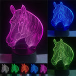 7 Colors Changing Gradient Fashion Animal Horse Head Led Nightlights 3D LED Desk Table Lamp Lamps Home Bedroom Party Decoration