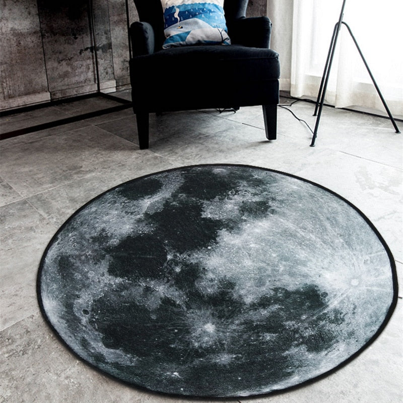 Nordic trend round suede carpet living room bedroom mat Planet earth moon rug bath fashion 60/80/100/120/150cm