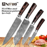 High quality 8"inch Utility Chef Knives Imitation Damascus steel Santoku kitchen Knives Sharp Cleaver Slicing Knives Gift Knife