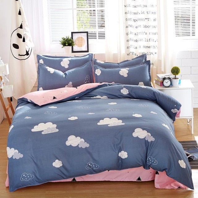New Fashion Bedding Set 4pcs/3pcs Duvet Cover Sets Soft Cotton Bed Linen Flat Bed Sheet Set Pillowcase Home Textile Drop Ship