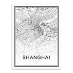 Black and White World City Map Paris London New York Poster Nordic Style Living Room Wall Art Picture Home Decor Canvas Painting