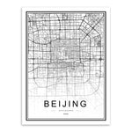 Black and White World City Map Paris London New York Poster Nordic Style Living Room Wall Art Picture Home Decor Canvas Painting