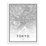 Black and White World City Map Paris London New York Poster Nordic Style Living Room Wall Art Picture Home Decor Canvas Painting