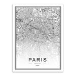 Black and White World City Map Paris London New York Poster Nordic Style Living Room Wall Art Picture Home Decor Canvas Painting