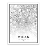 Black and White World City Map Paris London New York Poster Nordic Style Living Room Wall Art Picture Home Decor Canvas Painting