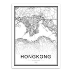Black and White World City Map Paris London New York Poster Nordic Style Living Room Wall Art Picture Home Decor Canvas Painting