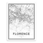 Black and White World City Map Paris London New York Poster Nordic Style Living Room Wall Art Picture Home Decor Canvas Painting