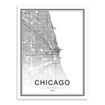 Black and White World City Map Paris London New York Poster Nordic Style Living Room Wall Art Picture Home Decor Canvas Painting