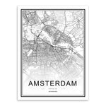 Black and White World City Map Paris London New York Poster Nordic Style Living Room Wall Art Picture Home Decor Canvas Painting