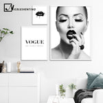 Black Lips Fashion Girl Canvas Art Posters and Prints Scandinavian Painting Wall Picture for Living Room Modern Home Decoration