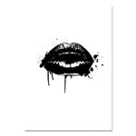 Black Lips Fashion Girl Canvas Art Posters and Prints Scandinavian Painting Wall Picture for Living Room Modern Home Decoration