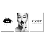 Black Lips Fashion Girl Canvas Art Posters and Prints Scandinavian Painting Wall Picture for Living Room Modern Home Decoration