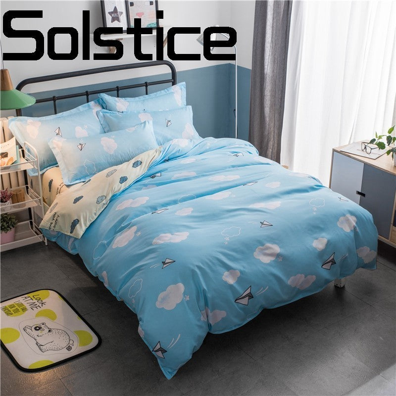 Solstice Home Textile 2018 Fashion Print Skin Friendly Breathable Reactive Bedding Sheet Bedding Pillow Case Quilt Cover 3/4pcs