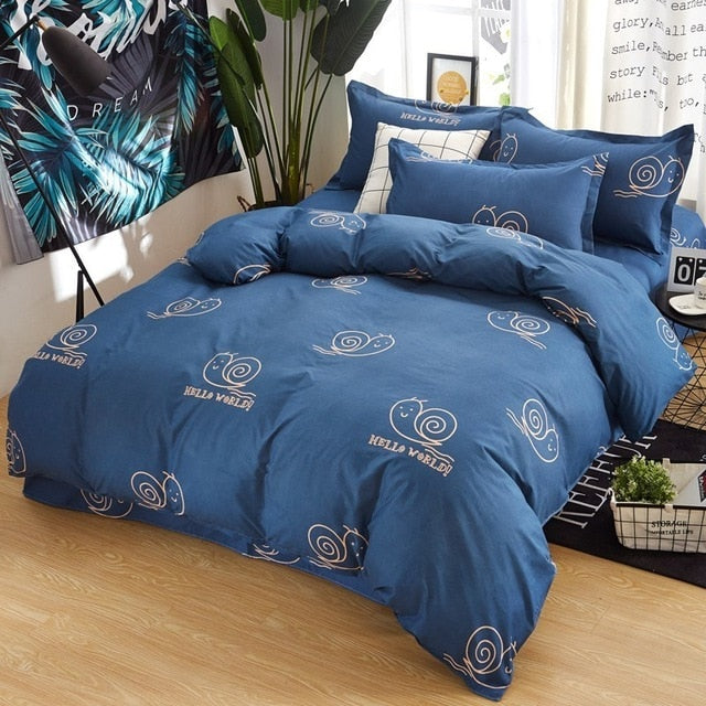 Solstice Home Textile 2018 Fashion Print Skin Friendly Breathable Reactive Bedding Sheet Bedding Pillow Case Quilt Cover 3/4pcs