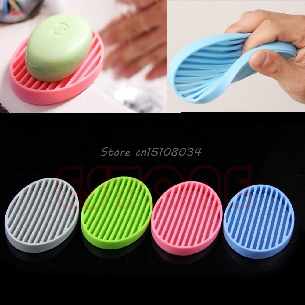 Fashion Silicone Flexible Soap Dish Plate Bathroom Soap Holder S08 Drop ship