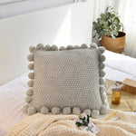 Solid Color Cotton Blending Pompoms Cushion Cover Fashion Home Decoration Accssory Pillow Covers Sofa Bed Knitted Cushion Cases
