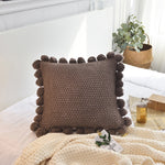 Solid Color Cotton Blending Pompoms Cushion Cover Fashion Home Decoration Accssory Pillow Covers Sofa Bed Knitted Cushion Cases