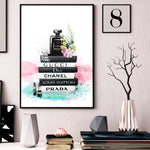 Fashion Art Book Perfume Bottle Canvas Painting Bulldog Puppy Wall Picture For Living Room Scandinavian Posters and Prints Decor