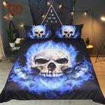 BeddingOutlet Flame Skull Bedding Set King 3D Print Gothic Duvet Cover Blue Fire Bedclothes 3pcs Fashion Home Textiles For Boys