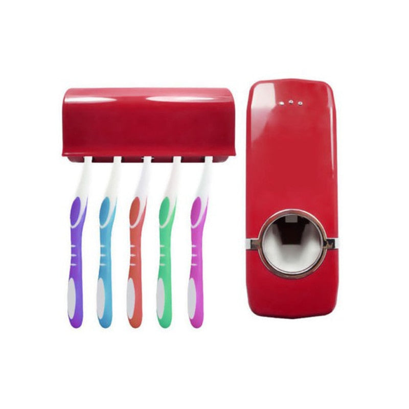 Fashion Automatic Toothpaste Dispenser Toothbrush Holder Bathroom Products Wall Mount Rack Bath Toothpaste Squeezers