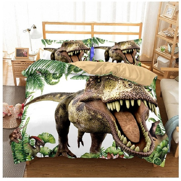 New fashion creative style home textile digital printing dinosaur pattern bedding set Europe and America King size 3 pcs bedding