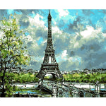 DIY PBN Paris Tower Arcylic Painting By Numbers On Canvas Framed Wall Pictures Art For Living Room Home Decoration