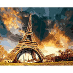 DIY PBN Paris Tower Arcylic Painting By Numbers On Canvas Framed Wall Pictures Art For Living Room Home Decoration