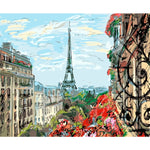DIY PBN Paris Tower Arcylic Painting By Numbers On Canvas Framed Wall Pictures Art For Living Room Home Decoration