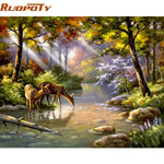 RUOPOTY Frame Tiger Animals DIY Painting By Numbers Wall Art Picture Acrylic Canvas Painting For Home Decoration Drop Shipping