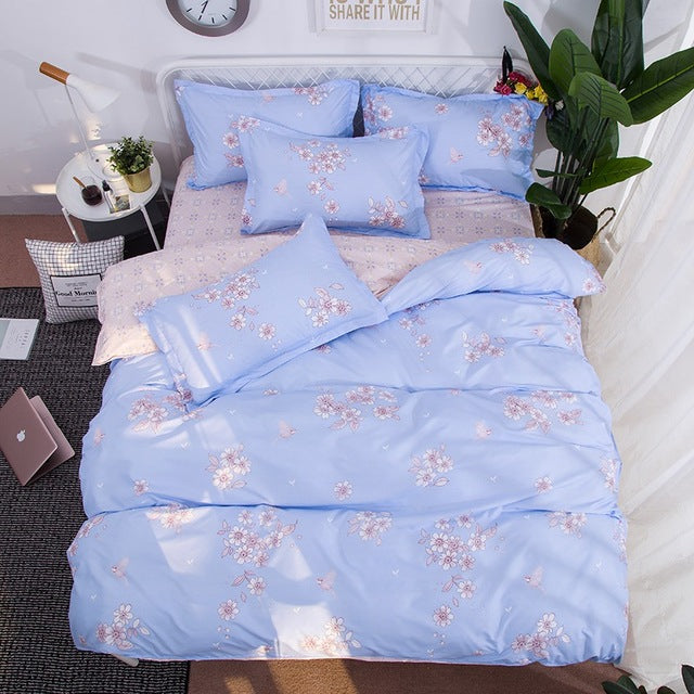 Solstice Home Textile Fashion Pastoral Style 4 Pcs Bedding Set Bed Sheet+duvet Cover+pillowcase Cloud Bed Cover Bedlinens 5 Size