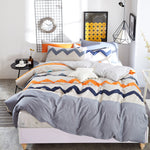 Bedding Set 100% cotton fashion simple style striped lattice 4pcs/3pcs Duvet Cover Sets Bed Linen Flat Bed Sheet Home Textile