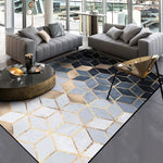 Fashion modern heavy metal style carpet Golden black diamond pattern mat geometry bedroom Living room non-slip rug custom made