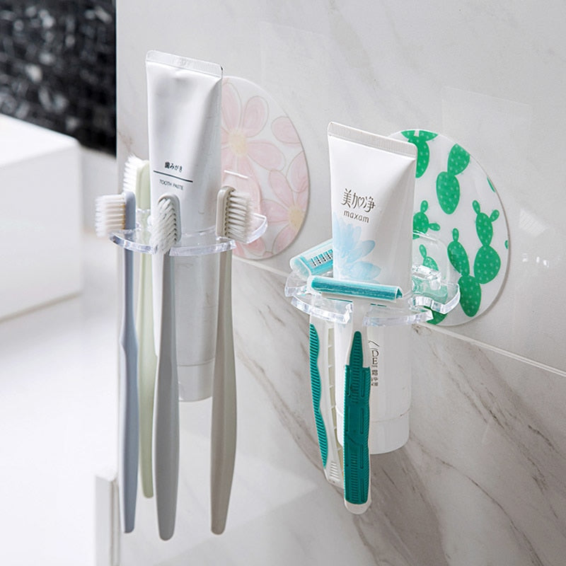 MeyJig 1PC Plastic Toothbrush Holder Toothpaste Storage Rack Shaver Tooth Brush Dispenser Bathroom Organizer Accessories Tools