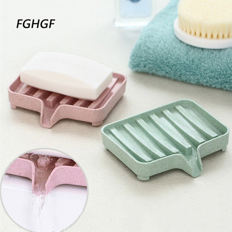 Fashion Plastic Soap Dish Storage Box Colorful Dishes Bath  Soap Holder Bathroom Organizer Sponge Holder Plate Tray Drain