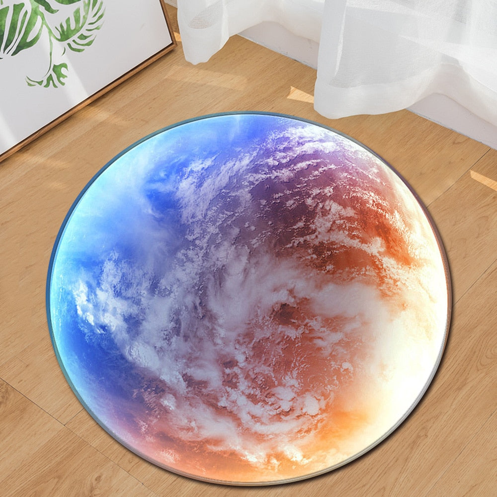 Nordic trend round suede carpet living room bedroom mat Planet earth moon rug bath fashion 60/80/100/60/40m