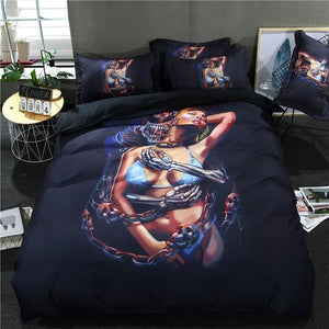 Mask Skull Bedding Set King 3D Printed Duvet Cover Pillowcase Red Rose Bedclothes 2/3pcs Fashion Home Textiles For Boys No Sheet