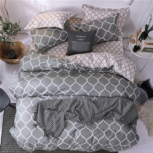 Sookie 3/4pcs Bedding Set Pink Blue Geometric Bedding Duvet Covers Pillowcases Fashion King Queen Size Bed Set for Home Decor