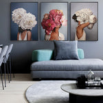 Nordic Style Beauty Flower Girl Canvas Painting Postmodern Poster And Print For Living Room Girls Fashion Home Decor HD Wall Art